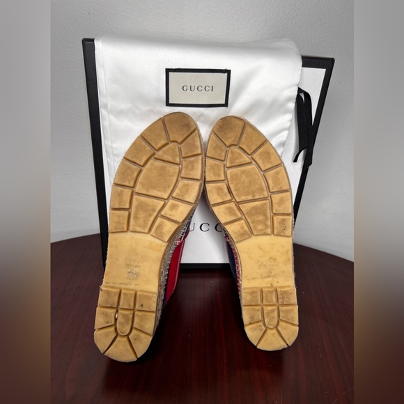 Gucci Sylvie Stripe Logo Platform Espadrilles Size 37.5 - Picture 8 of 9